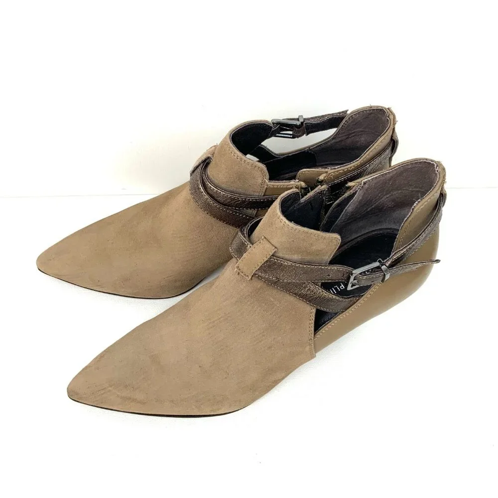 Donald J Pliner Tamy Pointed Toe Suede Ankle Boots Heels Size 9.5 - Picture 3 of 16